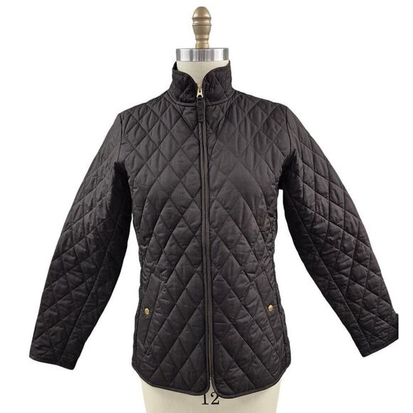 Lands End Quilted Polyester Dark Brown /Pink Lining Jacket Women Sz S 6-8 NWOT - Picture 1 of 6